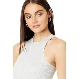 Madewell The Signature Shimmer‎ Knit Cutaway Sweater Tank in Silver Size S NWT